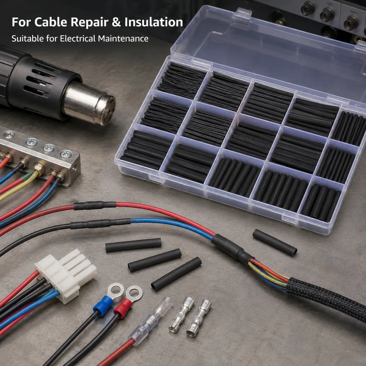 Heat shrink tube kit used for cable repair and electrical maintenance