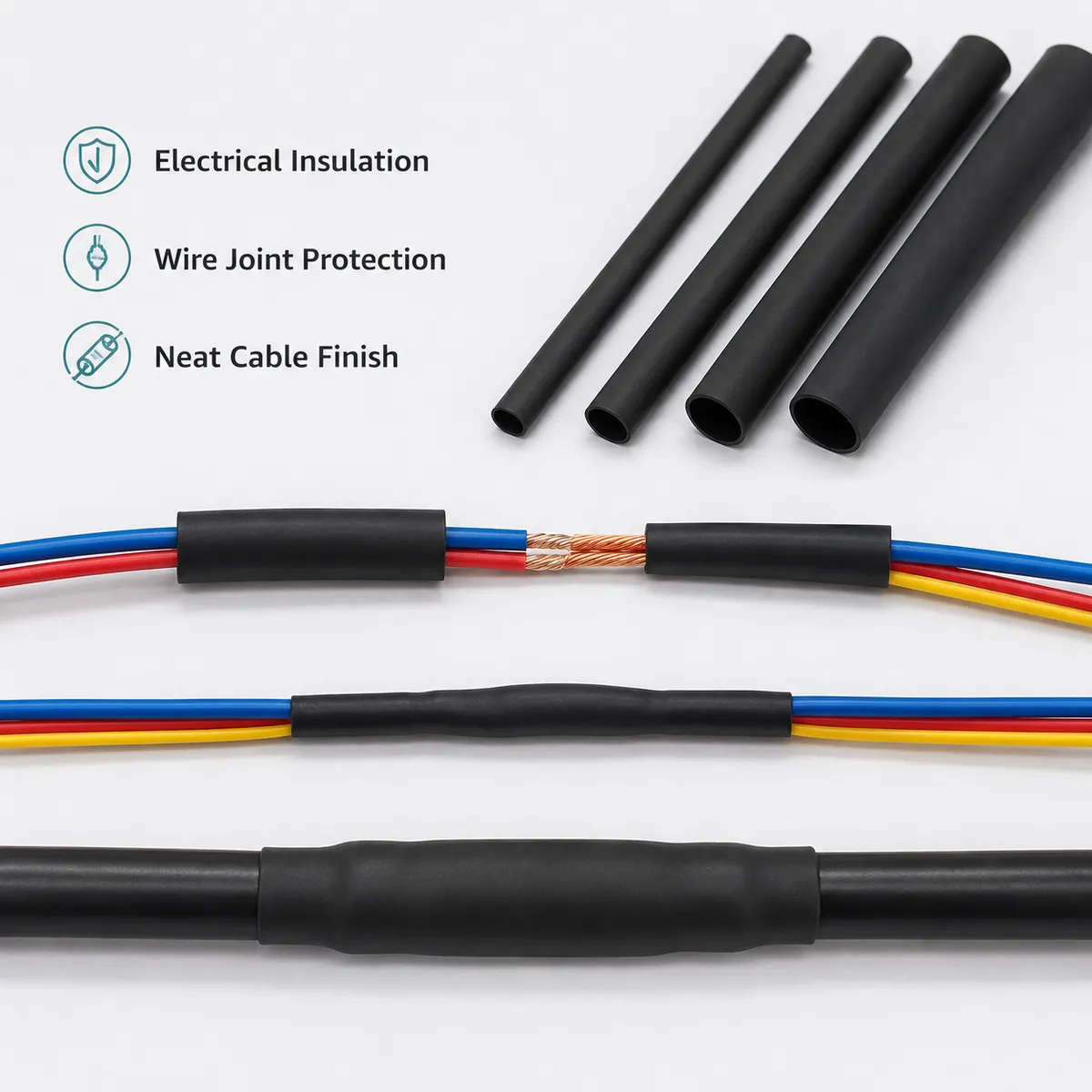 Heat shrink tubes used for electrical insulation and wire joint protection