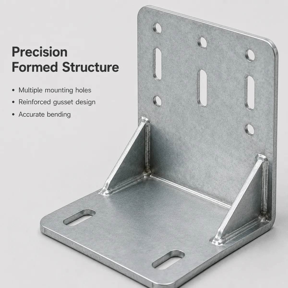 precision formed metal bracket with multiple mounting holes