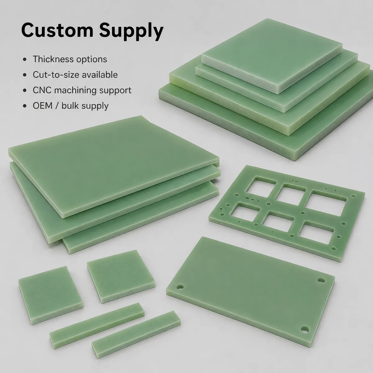 Custom FR4 sheet thickness and CNC machining options