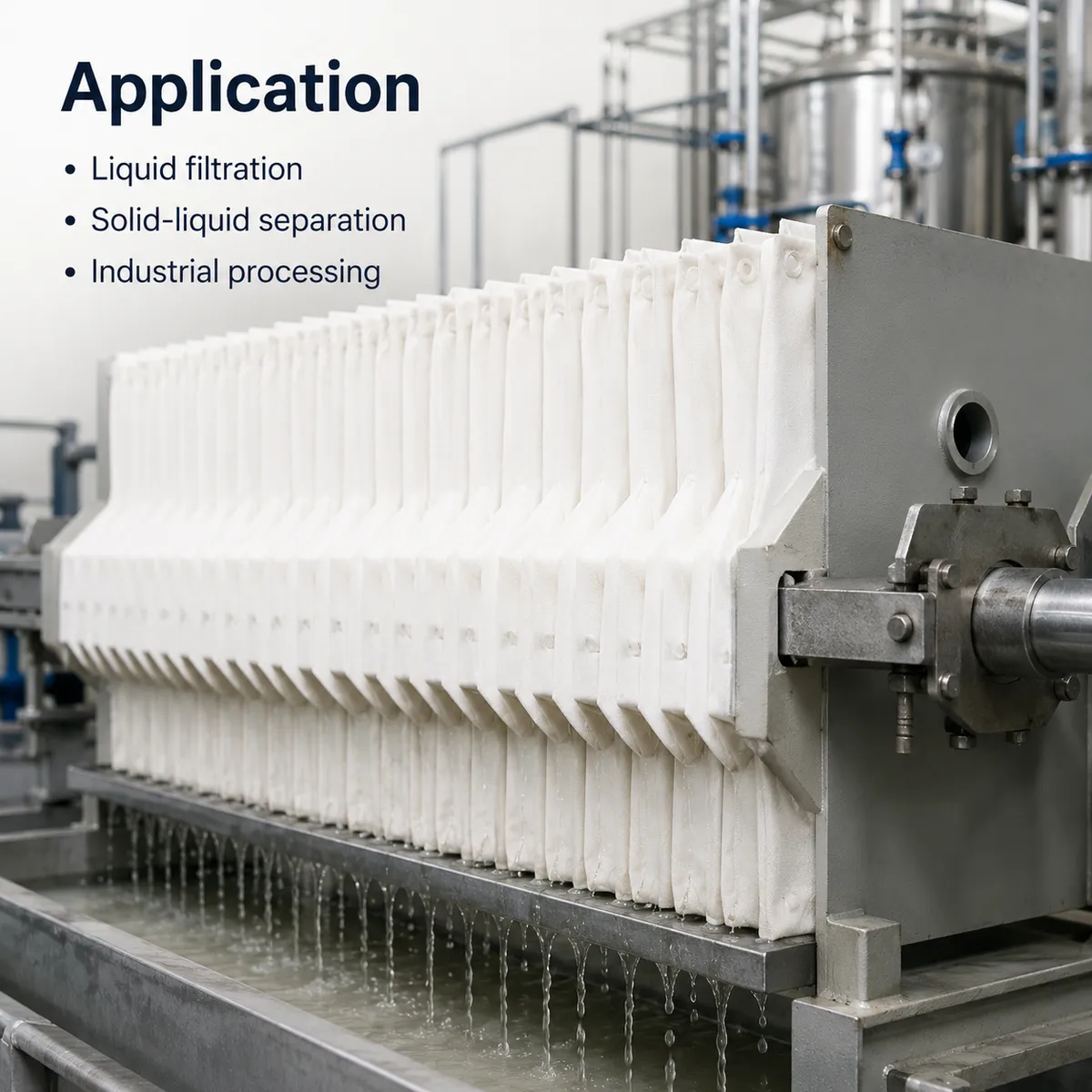 Filter cloth used in industrial filter press for liquid filtration