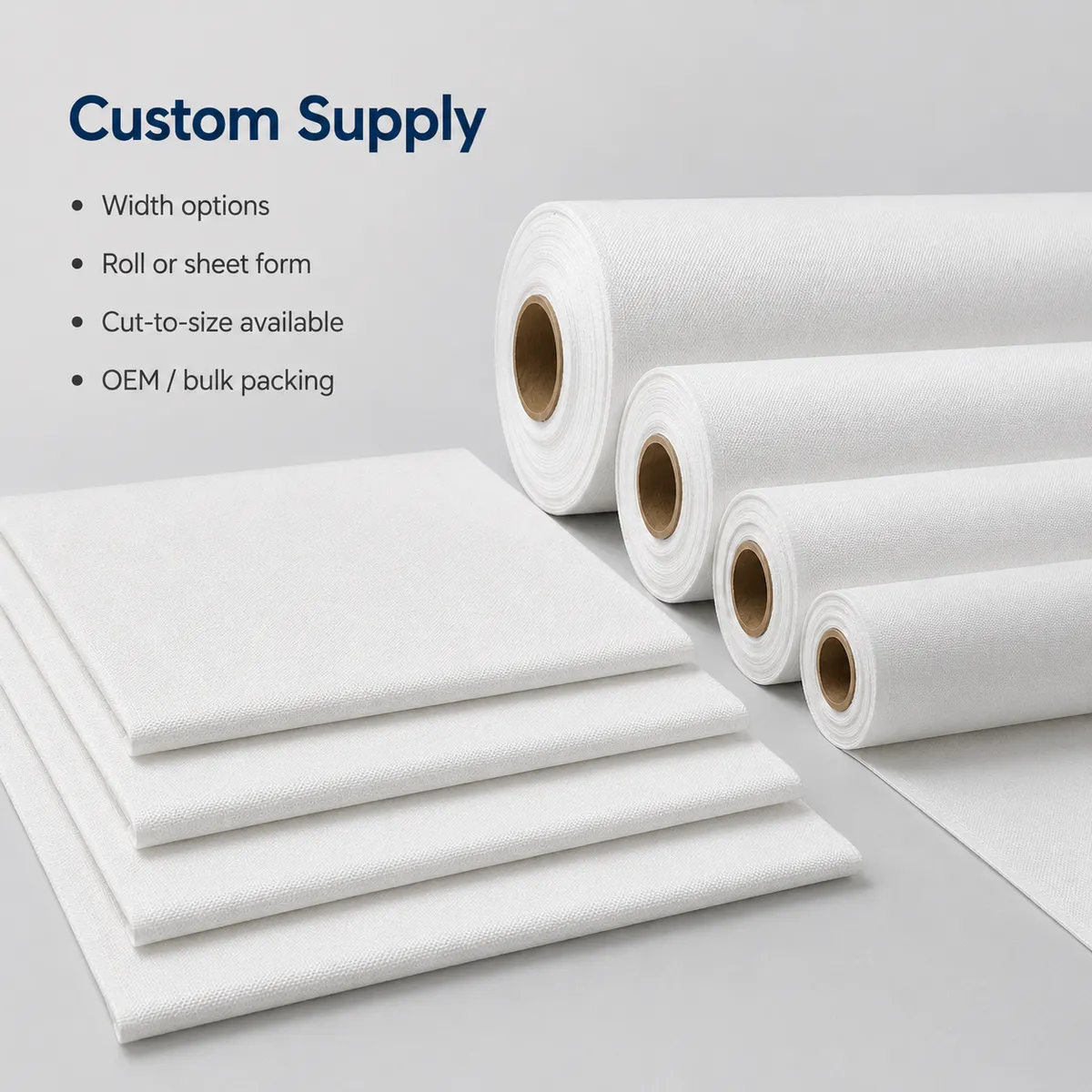 Custom filter cloth rolls and sheets in different widths