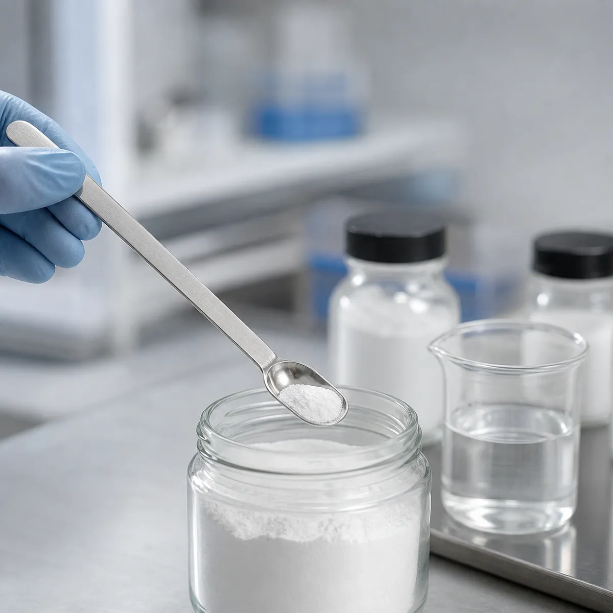 Laboratory sample spoon used for powder transfer and chemical handling