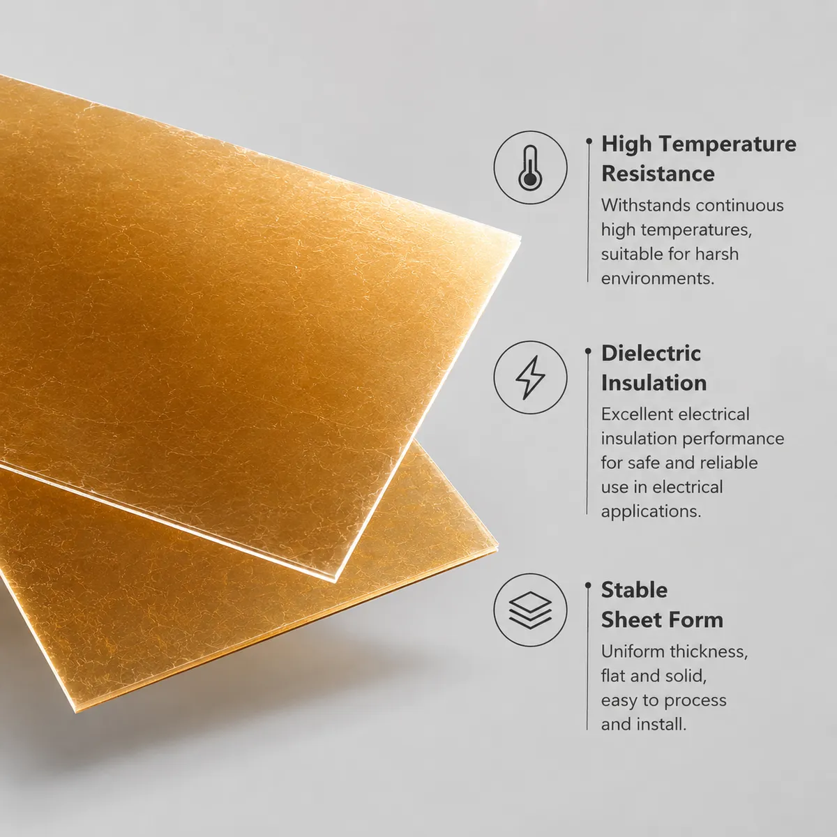 Mica sheet material properties for high temperature and dielectric insulation