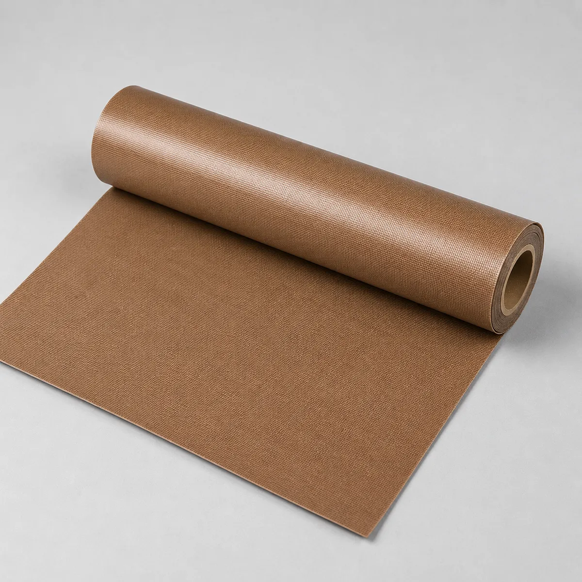 PTFE coated fiberglass fabric roll on a clean light gray background