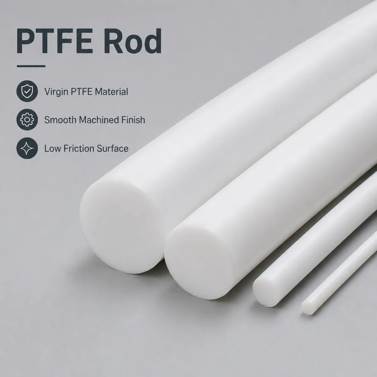 PTFE rod detail showing smooth machined finish
