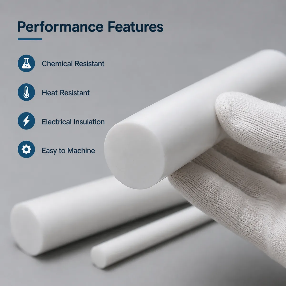PTFE rod feature image for chemical and heat resistance