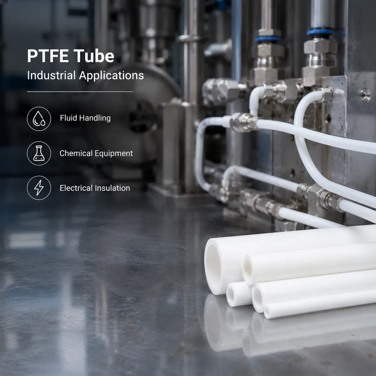 PTFE tube industrial application image for fluid handling equipment