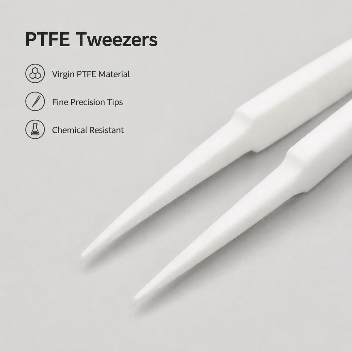 PTFE tweezers detail image showing fine precision tips