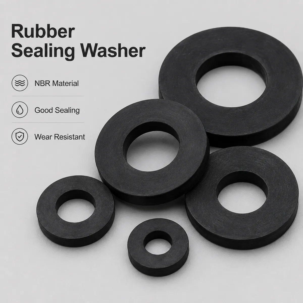 Rubber sealing washer detail image showing NBR material and sealing features
