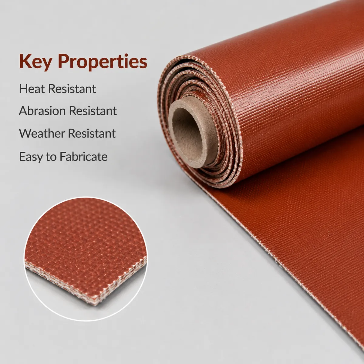 Key properties of heat resistant silicone coated fiberglass fabric
