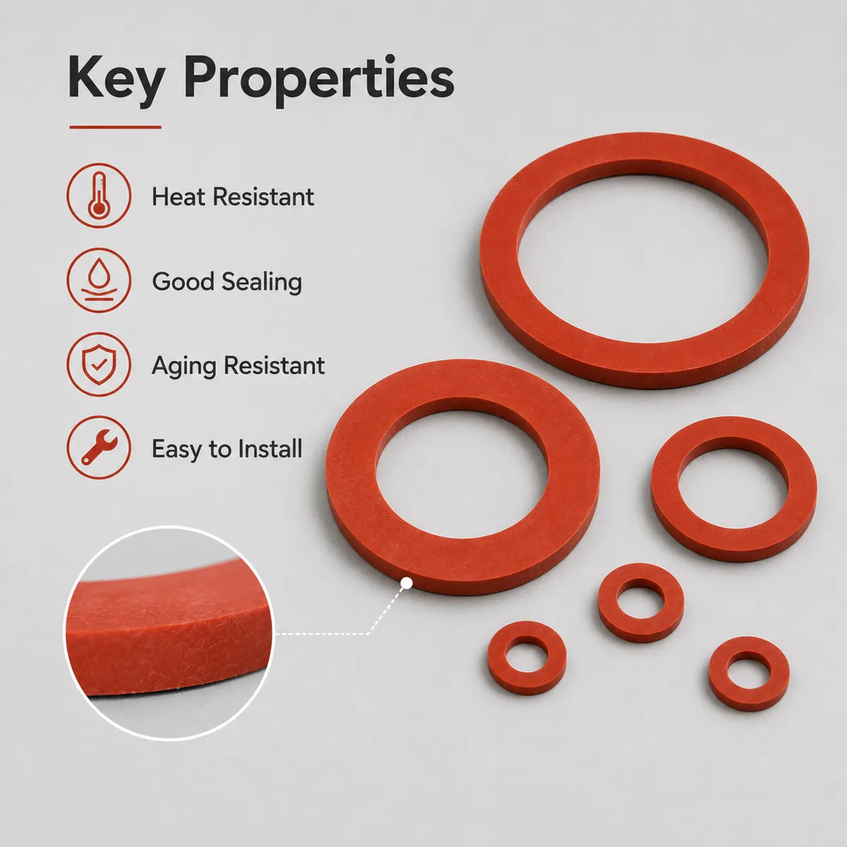Key properties of silicone rubber gasket for sealing applications
