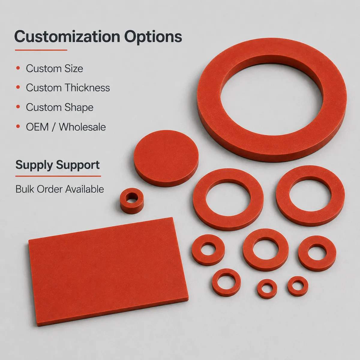 Customization options for silicone rubber gaskets and sheet cutting
