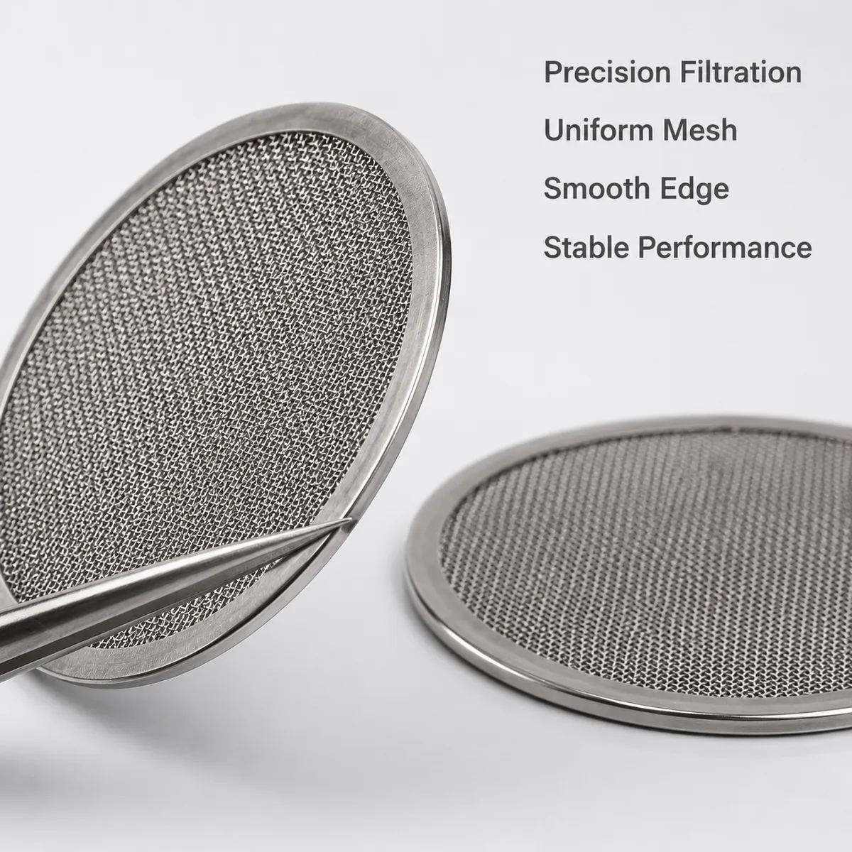 Precision stainless steel filter disc with uniform mesh and smooth edge