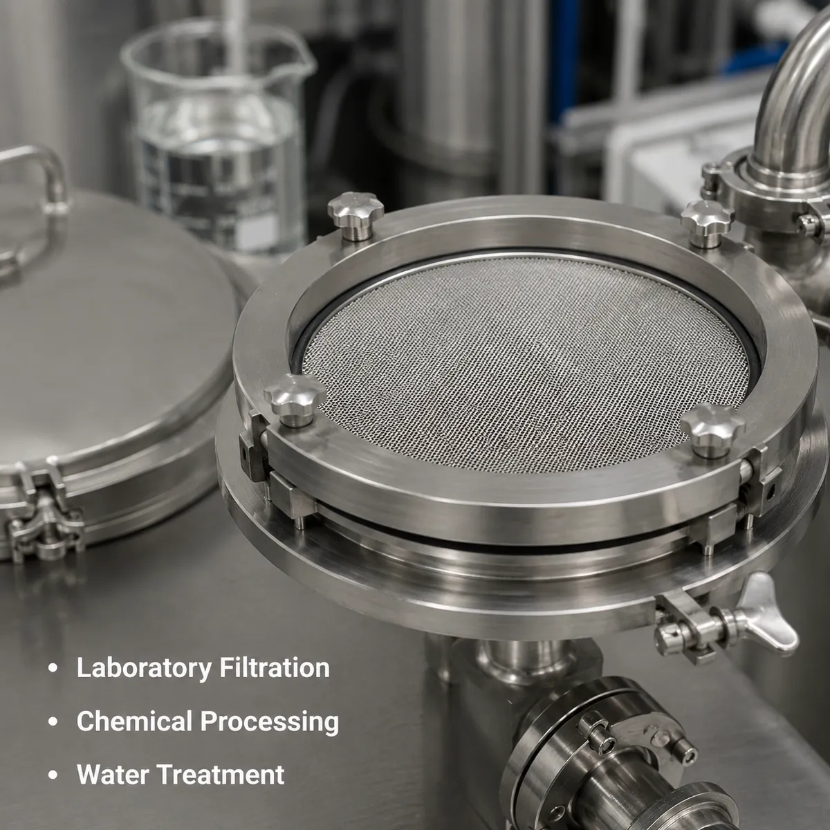 Stainless steel filter mesh used in laboratory and industrial filtration equipment