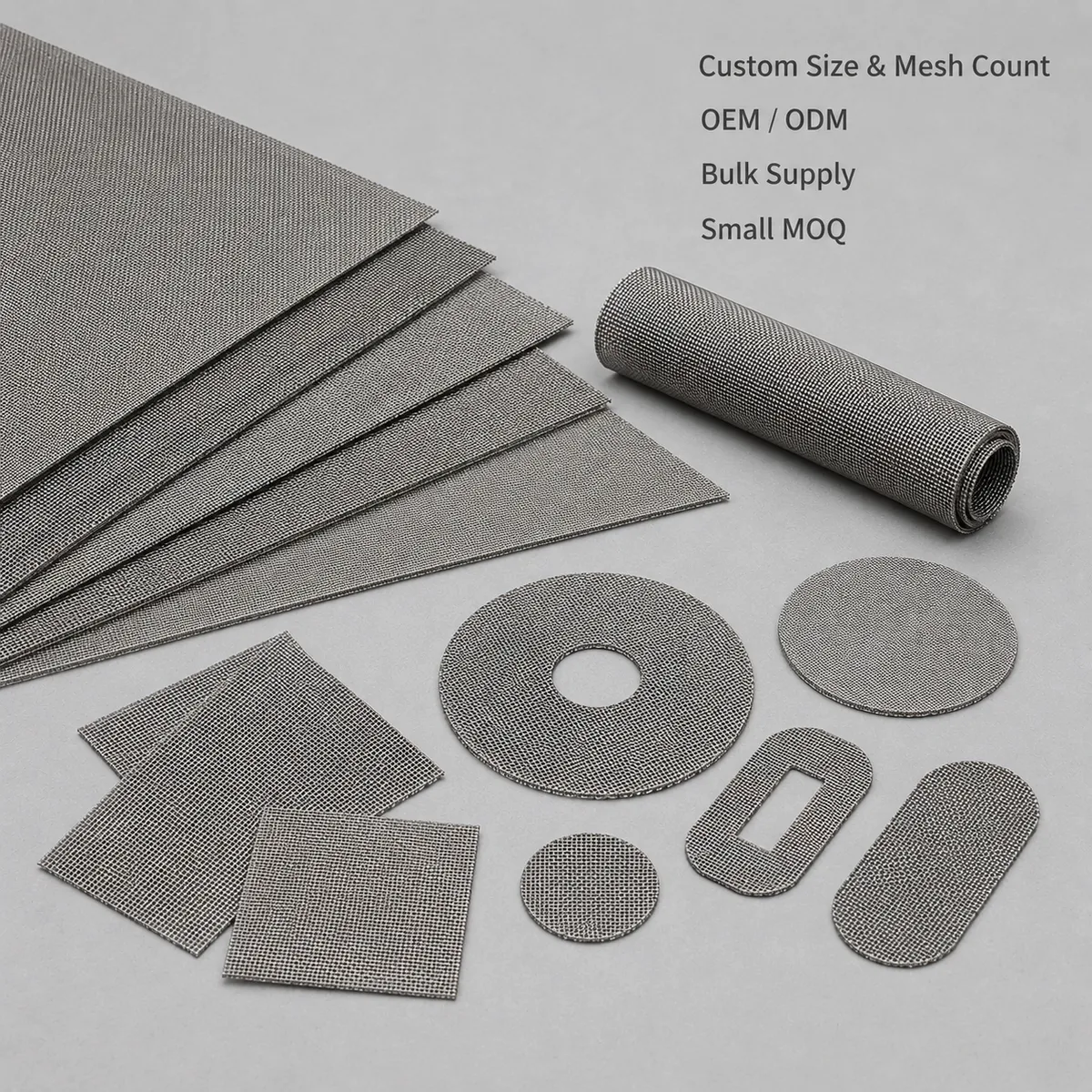 Custom stainless steel filter mesh sheets discs and special shapes
